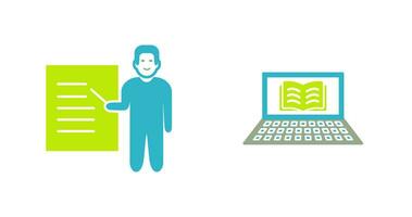 Online Books and Male Presenter Icon vector