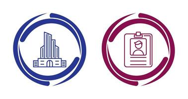 Id Card and Office Building Icon vector