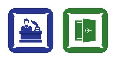 magistrado y puerta icono vector