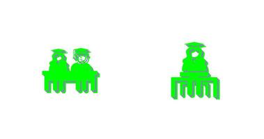 Students Sitting and Female Student Icon vector