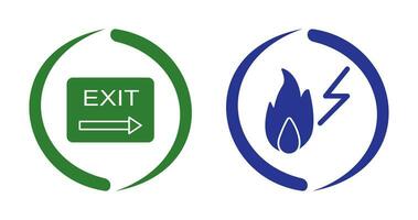 exit and electricity fire Icon vector