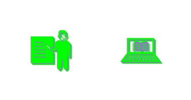 Online Books and Male Presenter Icon vector