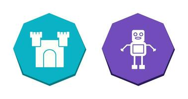 castillo y robot icono vector