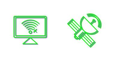 Disconnected Network and Satellite Icon vector