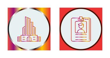 Id Card and Office Building Icon vector