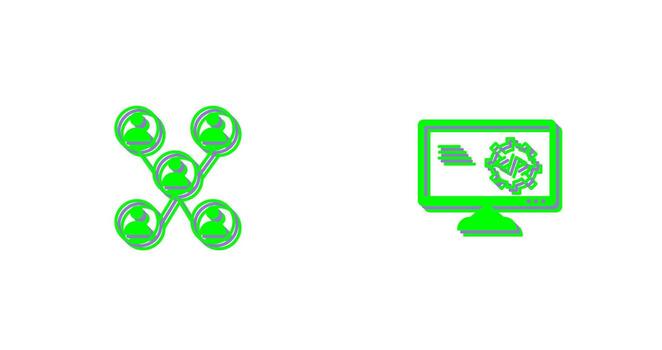 Company Network and Code Optimization Icon vector
