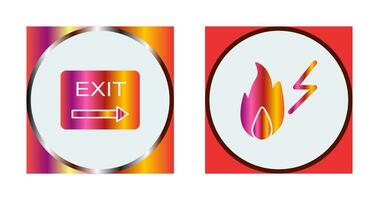 exit and electricity fire Icon vector