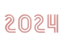 3d tipografia di il nuovo anno 2024, gonfiare 3d numero design png