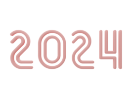 3d tipografía de el nuevo año 2024, inflar 3d número diseño png