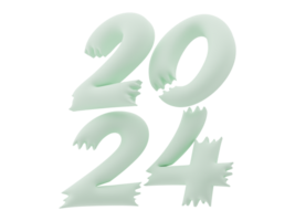 3d tipografía de el nuevo año 2024, inflar 3d número diseño png