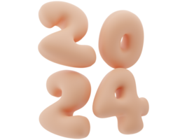 3d typographie de le Nouveau année 2024, gonfler 3d nombre conception png