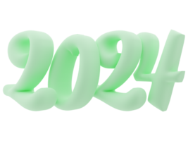 3d tipografía de el nuevo año 2024, inflar 3d número diseño png