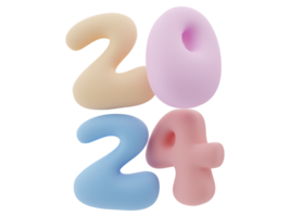 3D Typography of the New Year 2024, Inflate 3D Number Design png