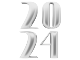 3d tipografía de el nuevo año 2024, inflar 3d número diseño png