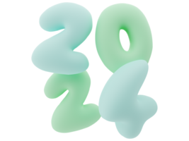 3d typographie de le Nouveau année 2024, gonfler 3d nombre conception png