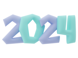 3D Typography of the New Year 2024, Inflate 3D Number Design png