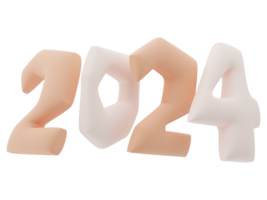 3d tipografía de el nuevo año 2024, inflar 3d número diseño png