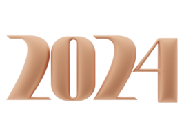 3D Typography of the New Year 2024, Inflate 3D Gold Number Design png