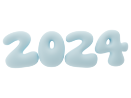 3d tipografía de el nuevo año 2024, inflar 3d número diseño png