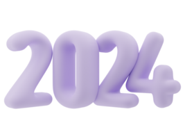 3d tipografía de el nuevo año 2024, inflar 3d número diseño png