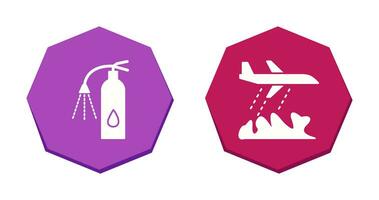 using extinguisher and firefighter plane  Icon vector