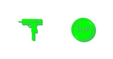 Gun and 1UP Icon vector