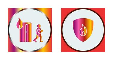 running from fire and fire shield  Icon vector