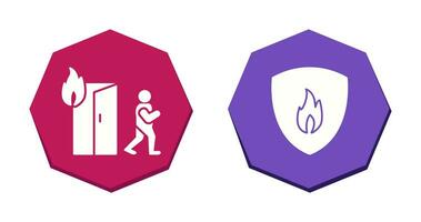 running from fire and fire shield  Icon vector