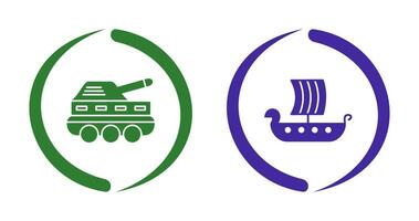 Infantry Tank and Viking Ship Icon vector