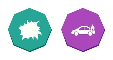 explosion and car on fire  Icon vector