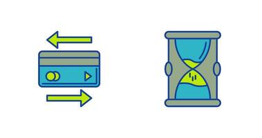 transacción y reloj de arena icono vector