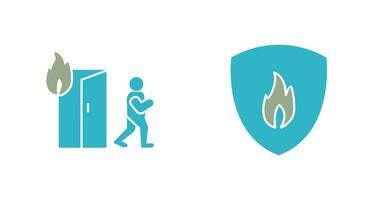 running from fire and fire shield  Icon vector