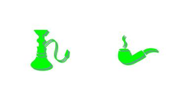 hookah and lit smoking pipe  Icon vector