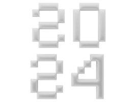 3d typografi av de ny år 2024, blåsa upp 3d siffra design png