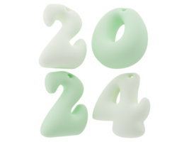 3d tipografia di il nuovo anno 2024, gonfiare 3d numero design png