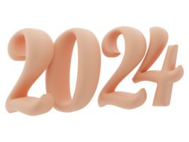 3D Typography of the New Year 2024, Inflate 3D Number Design png