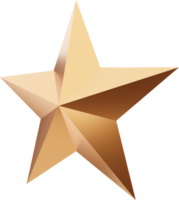 3d ouro Estrela elemento, 3d render png