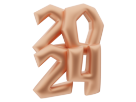 3d typografi av de ny år 2024, blåsa upp 3d guld siffra design png