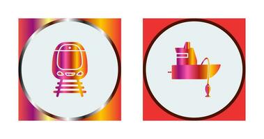 Train and Fishing Boat Icon vector