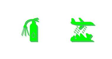 using extinguisher and firefighter plane  Icon vector