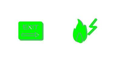 exit and electricity fire Icon vector