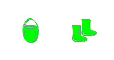 water bucket and boots Icon vector