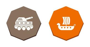 Infantry Tank and Viking Ship Icon vector