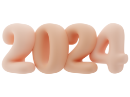 3d typografie van de nieuw jaar 2024, opblazen 3d aantal ontwerp png