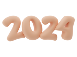 3D Typography of the New Year 2024, Inflate 3D Number Design png