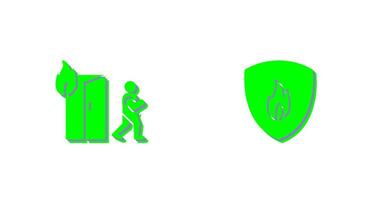 running from fire and fire shield  Icon vector
