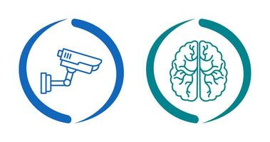 Security Camera and Brain Icon vector