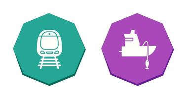 Train and Fishing Boat Icon vector