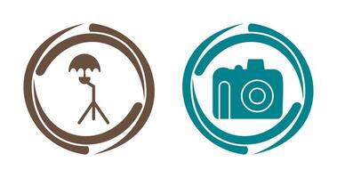 umbrella stand and dslr camera Icon vector