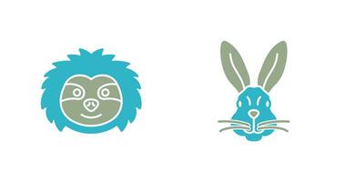 Sloth and Rabbit Icon vector